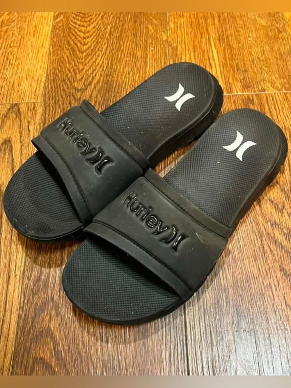 (Firm on Price) Women’s Hurley Black Slide Sandals with White Logo